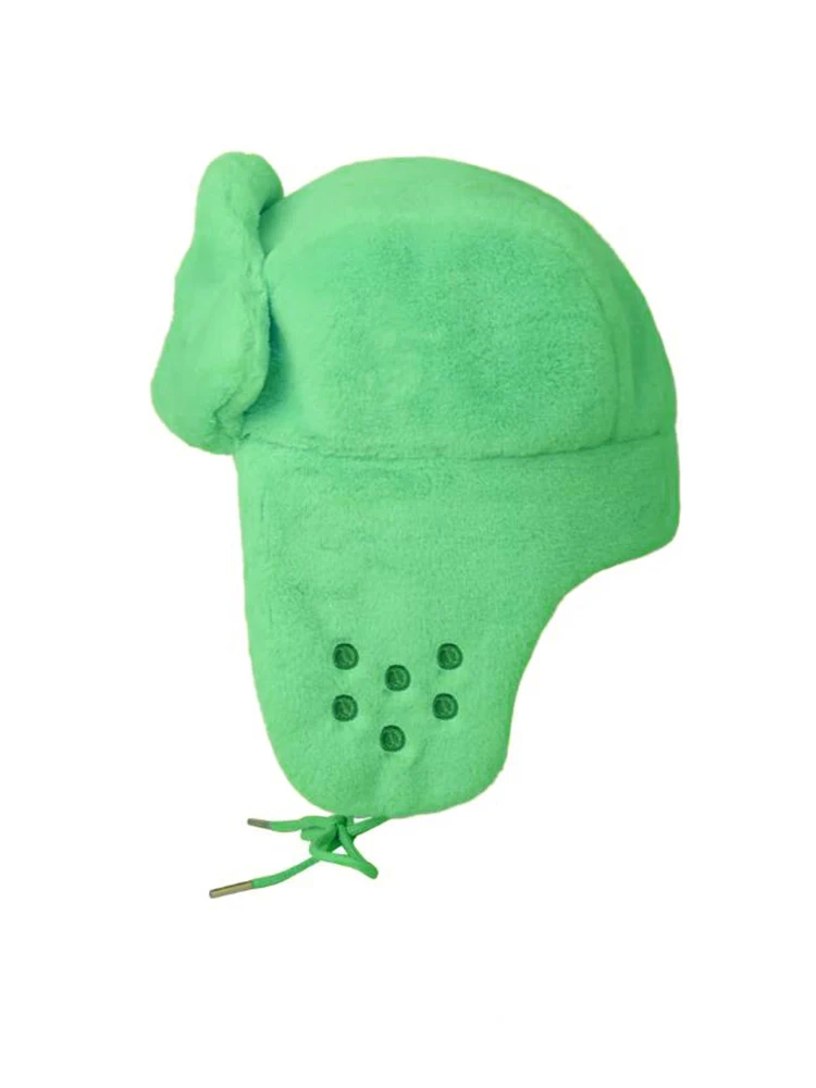 Флуоресцентная Зеленая Женская Зимняя Шапка Уличная Охотничья Вязаная Теплая