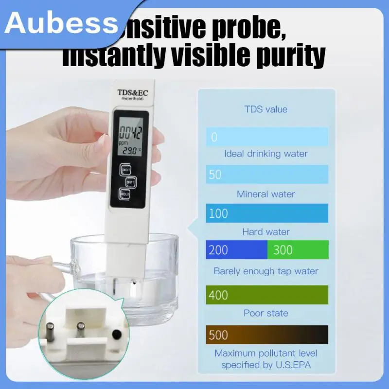 

3 In 1 Tds Ec Meter Lcd Digital Display Water Quality Ec Conductivity Tester Portable Temp Ppm Tester Home Accessories Tools