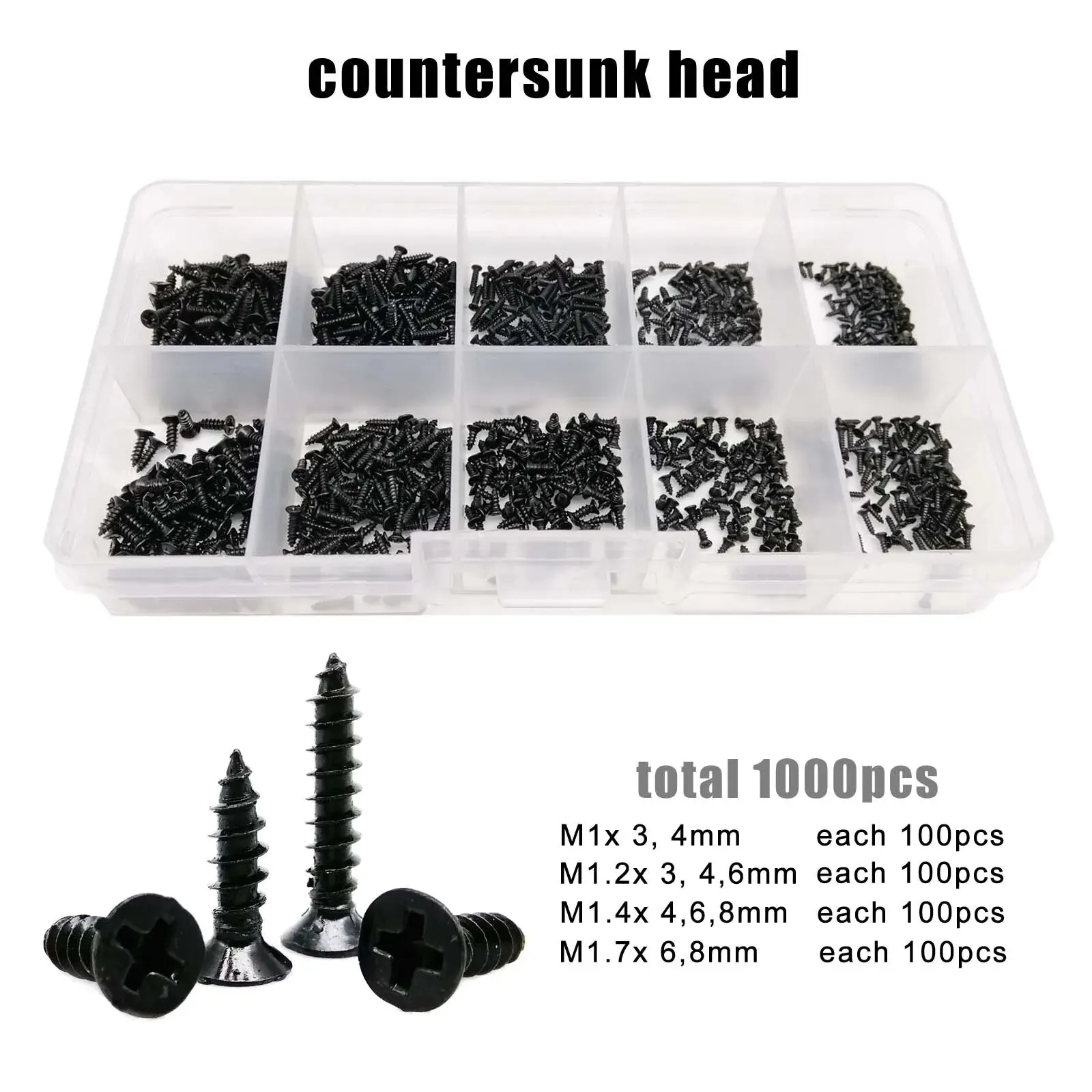 

1000 Шт., Набор Мини-микро-саморезов M1-M1.7 Для Деревообработки, Игрушечные Машинки, Электроника, Очки, Телефоны