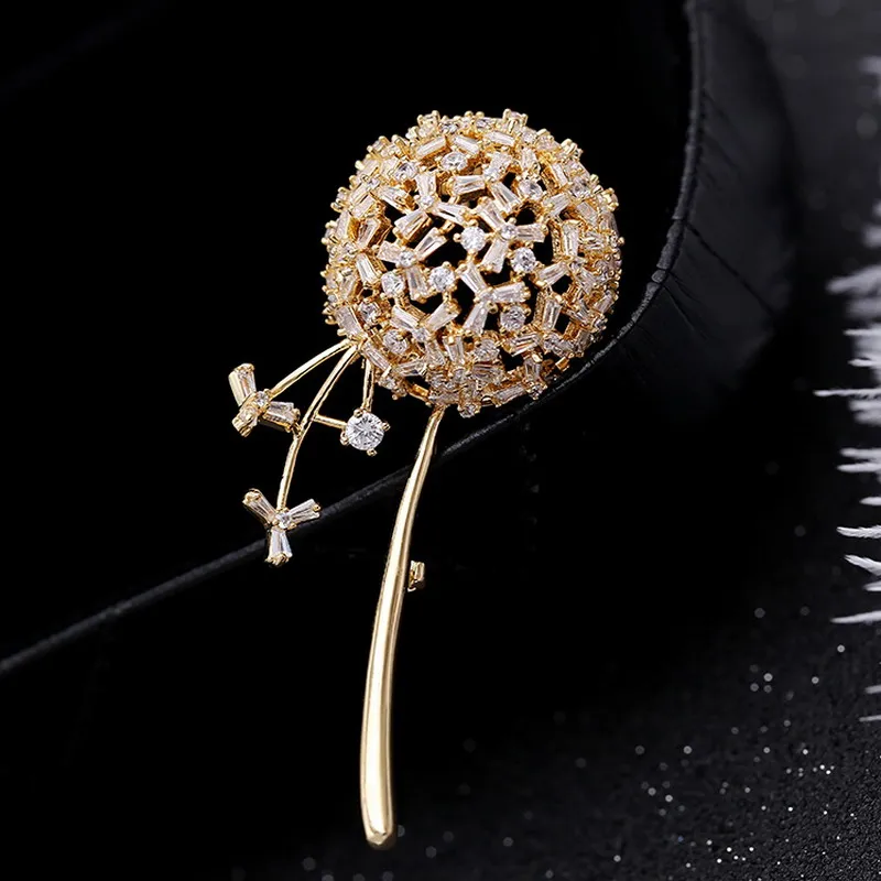 

New Design Dandelion Brooches for Women AAA Zircon Sunflower Jewelry Luxury Charm Crystal Jewelry Gold Best Gift for Girl Friend
