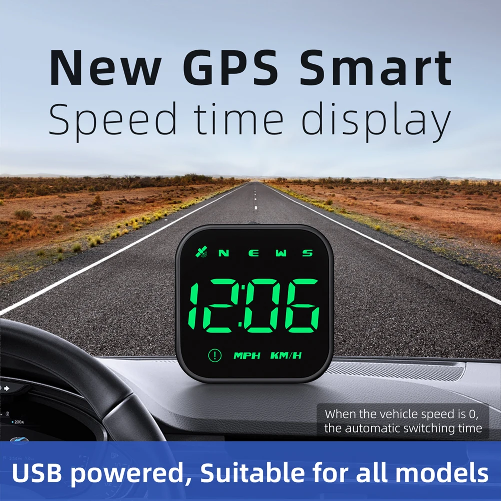 

USB Cable Car HUD Black ABS Head Up Speed Projector Alarm Speedometer Windshield Brand New Accessories For Car