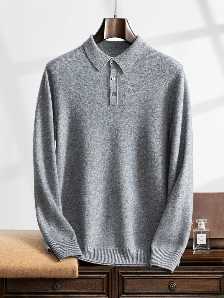 Высококачественный мужской толстый 100% кашемировый свитер пуловер-поло