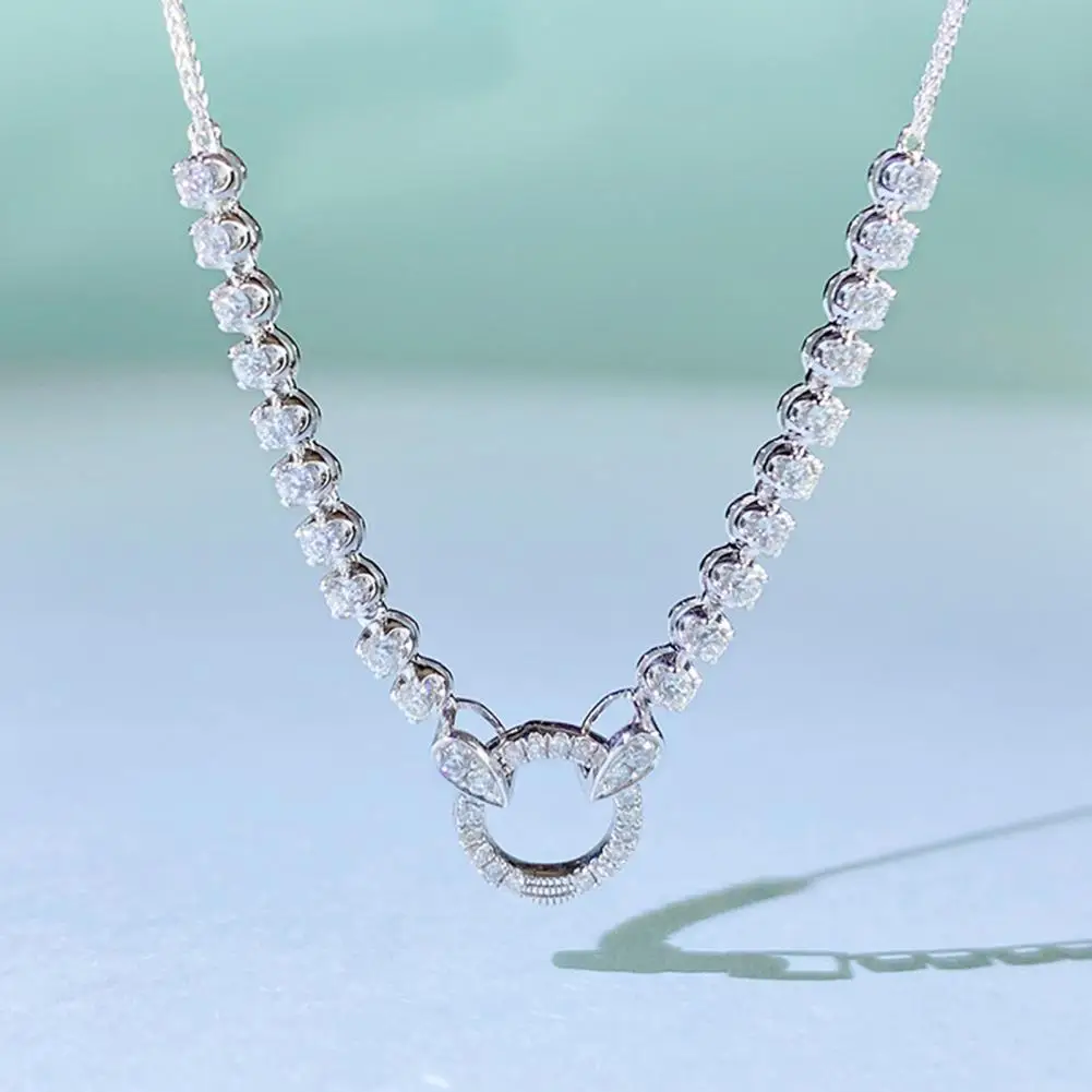 

Women Necklace Round Rhinestones Elegant Shining Geometric Necklace Jewelry Gifts