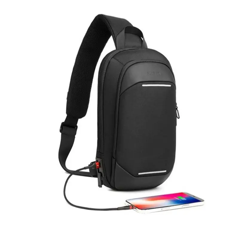 Business USB Chest Bag Men's Fashion Outdoor Chest Bag Sports Running Cycling Pack Travel Shoulder Bag Phone Pouch Bags for Male