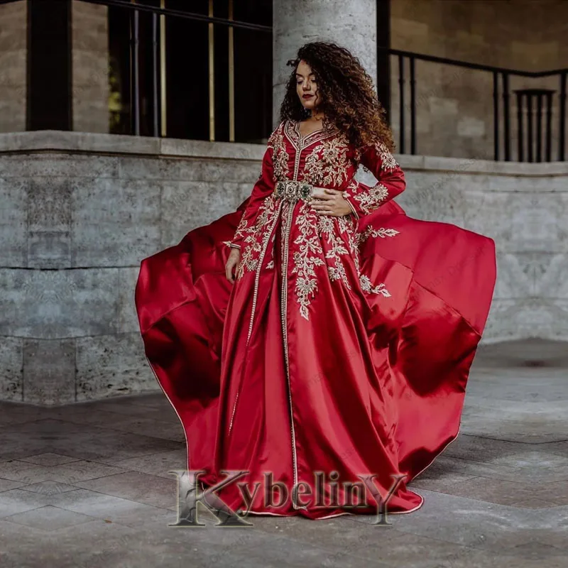 

Kybeliny Red Grand Aline Evening Dresses Morocco (No Belt) Prom Robe De Soiree Graduation Celebrity Vestidos Fiesta Women Formal