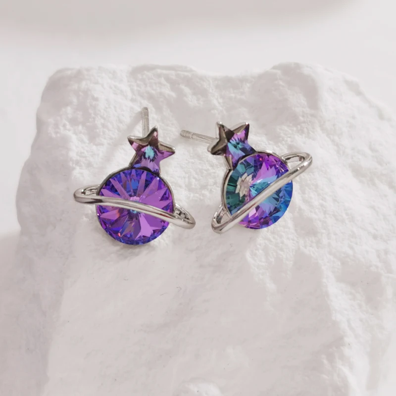 Дизайнерские серьги-гвоздики с планетами в Корейском стиле Летние повседневные