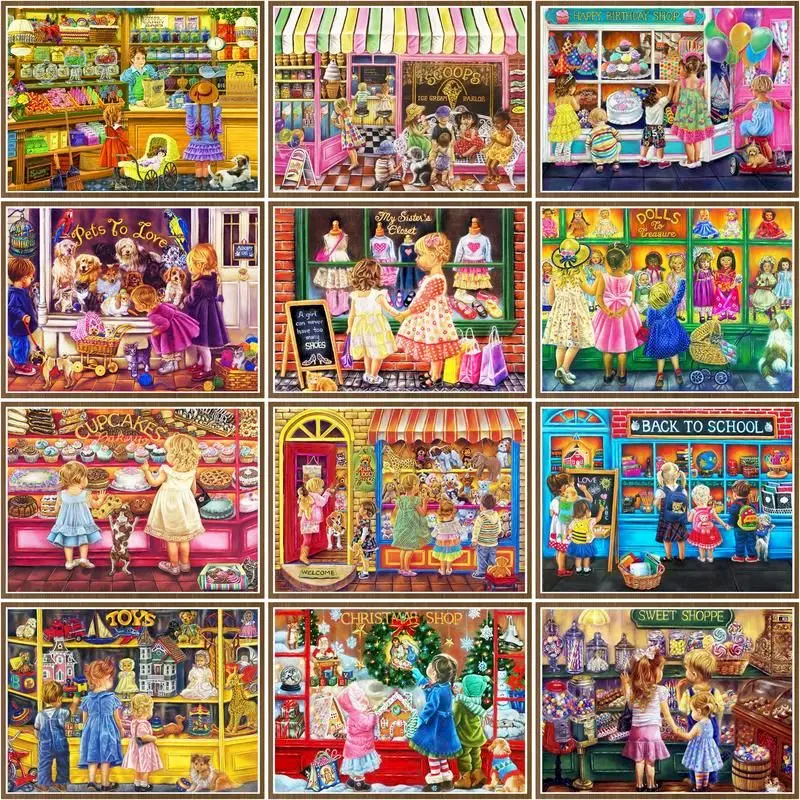 

CHENISTORY Scenery Of Children's Shop Pictures By Number Kits Home Decor Painting By Number Drawing On Canvas Handpainted Art Gi