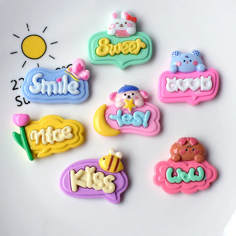 

Мультяшный кабошон с надписью и плоской задней стороной для скрапбукинга, украшение для телефона, бант для волос, аксессуары для украшения ...