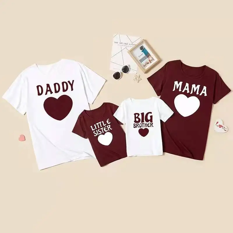 

Summer Family Set Love Mother Daughter Father Son Matching T-shirts Daddy Mommy and Me Mama Brother Little Sister Cotton Clothes