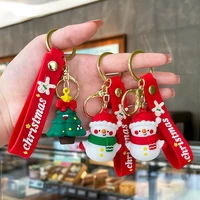 cute fashion cartoon keychain christmas snowman car mobile phone pendant leather bag lanyard jewelry gift wholesale