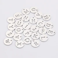 12mm round stainless steel alphabet charms a z 26 initials name mirror beads pendants for handmade necklace bracelet diy jewelry