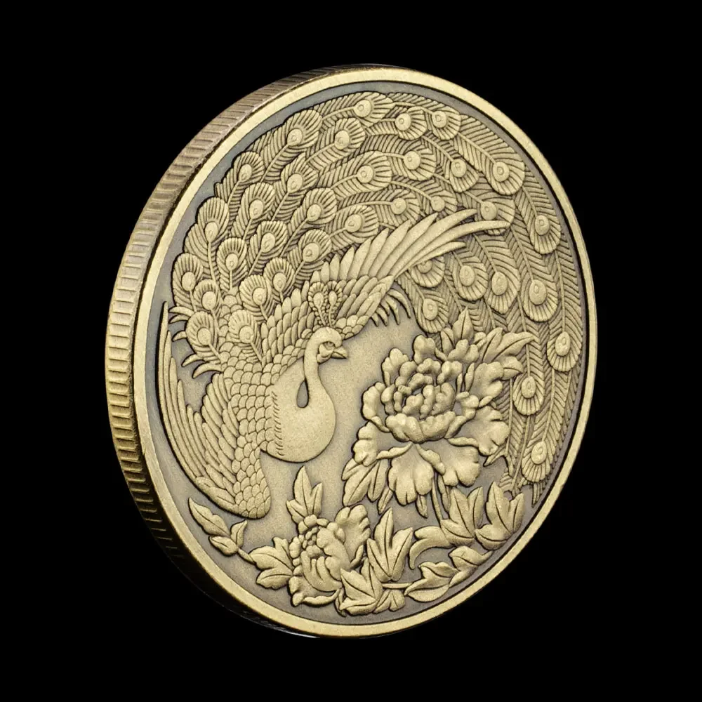 Медные сувениры с павлином монета коллекционный подарок коллекция монет Птица