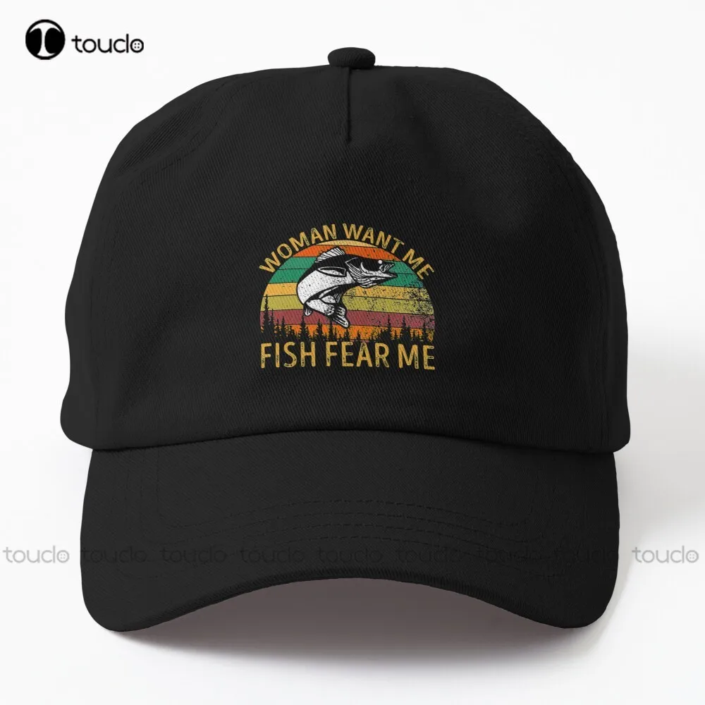 Women Want Me Fish Fear Me         Dad Hat Women'S Baseball Caps Street Skateboard Harajuku Gd Hip Hop Denim Color Funny Art Art