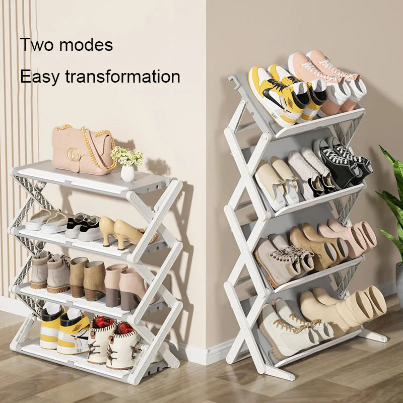 

Foldable Shoe Rack with PP Material, Designer Shoes Organizer, Free Assembly, 2 Deformation Models