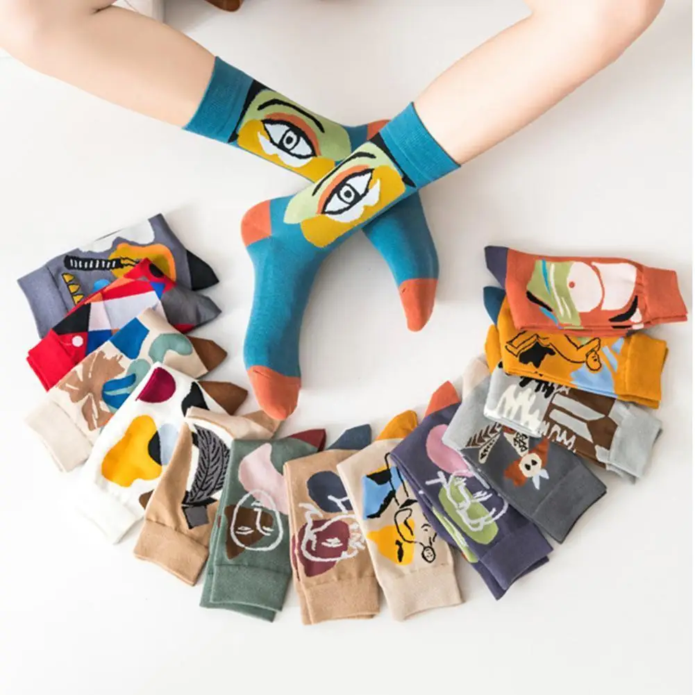 

1pairs Women Long Sock Cartoon Print Fashion Novelty Men Socks Cotton Winter Women Personalized Socks Comfortable X7m3
