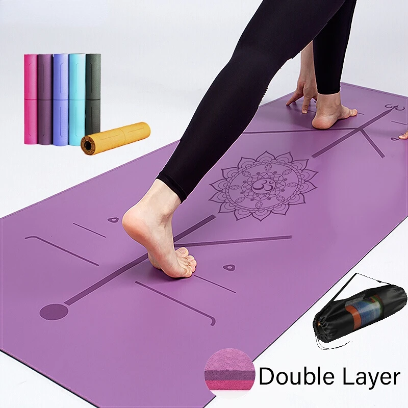 

TPE Yoga Double Layer Non-Slip Mat Yoga Exercise Pad with Position Line for Fitness Gymnastics and Pilates