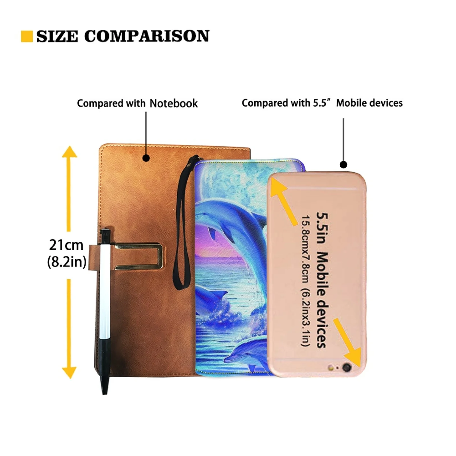 Belidome Womens Wristlet Wallet Dolphins Under Moonlight RFID Blocking Leather Multi Credit Card Zip Around Clutch Travel Purse