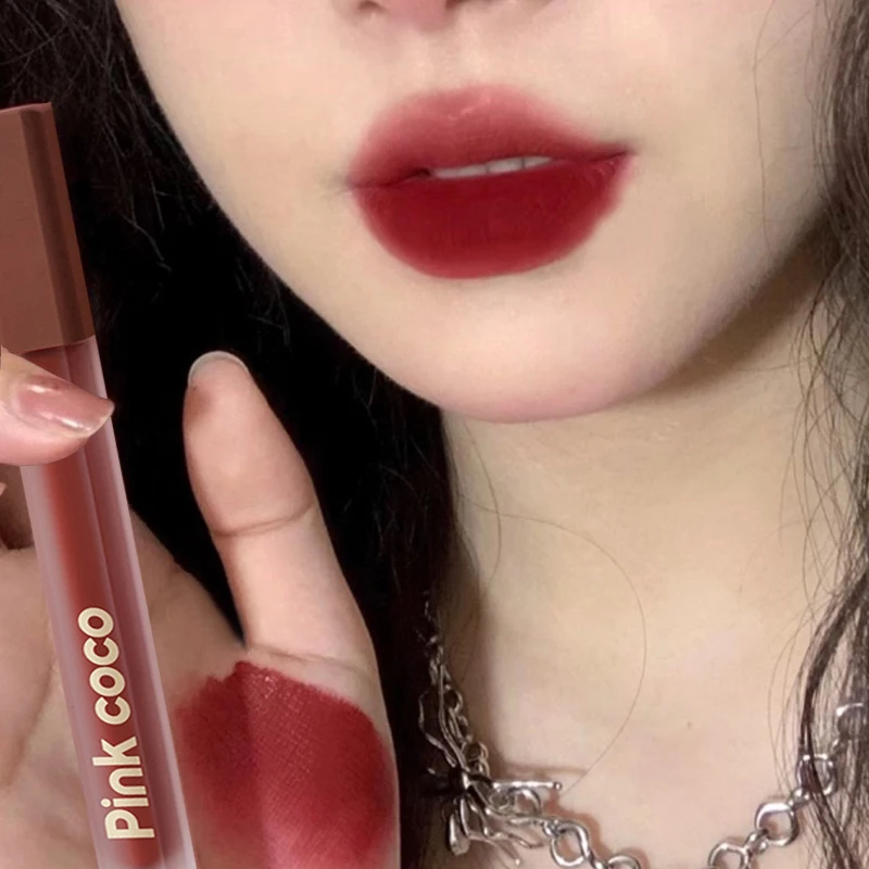 

Red Brown Lip Gloss Waterproof Long-lasting Easy To Wear Matte Velvet Lip Mud Korean Makeup Lip Tint Liquid Lipsticks 6 Colors
