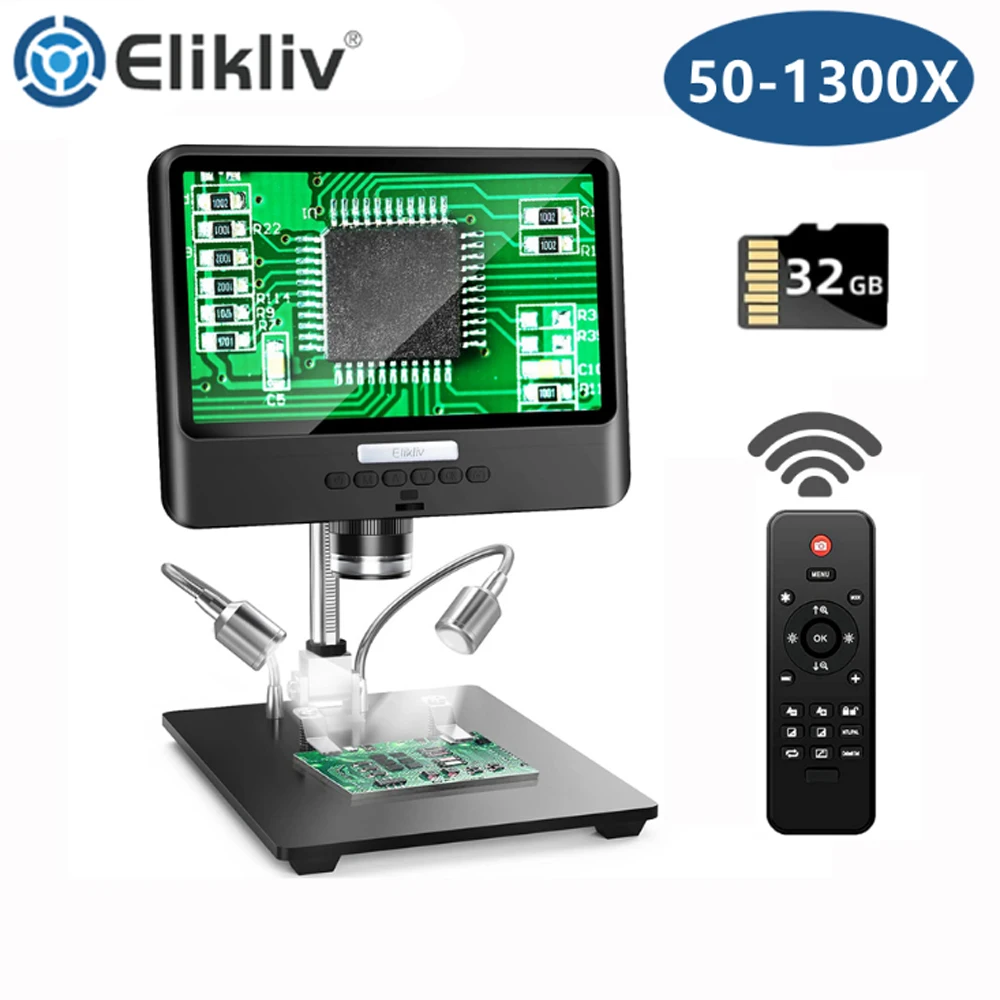 

Цифровой микроскоп Elikliv DM10 1300X, 8,5 дюйма, 1080P, 12 МП
