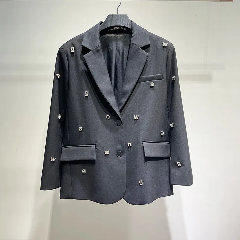 

Fashion Classic Trendy Luxury Designer Cloth Three Dimensional Diamond Letter Single Breasted Versatile Suit Coat