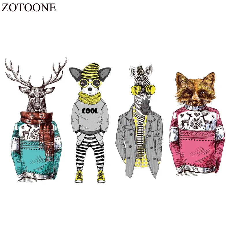 

ZOTOONE Iron On Animal Patches For Clothes Sticker DIY T-shirt Heat Transfer Applique Fabric Deer Patch Zebra Decoration Badge