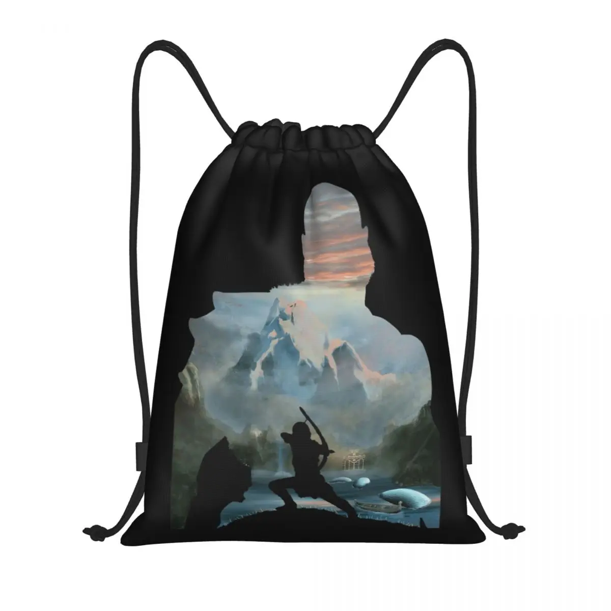 

Drawstring Bags Gym Bag Kratos Silhouette 6 Secure Cute Backpack Knapsack drawstring design Funny Joke