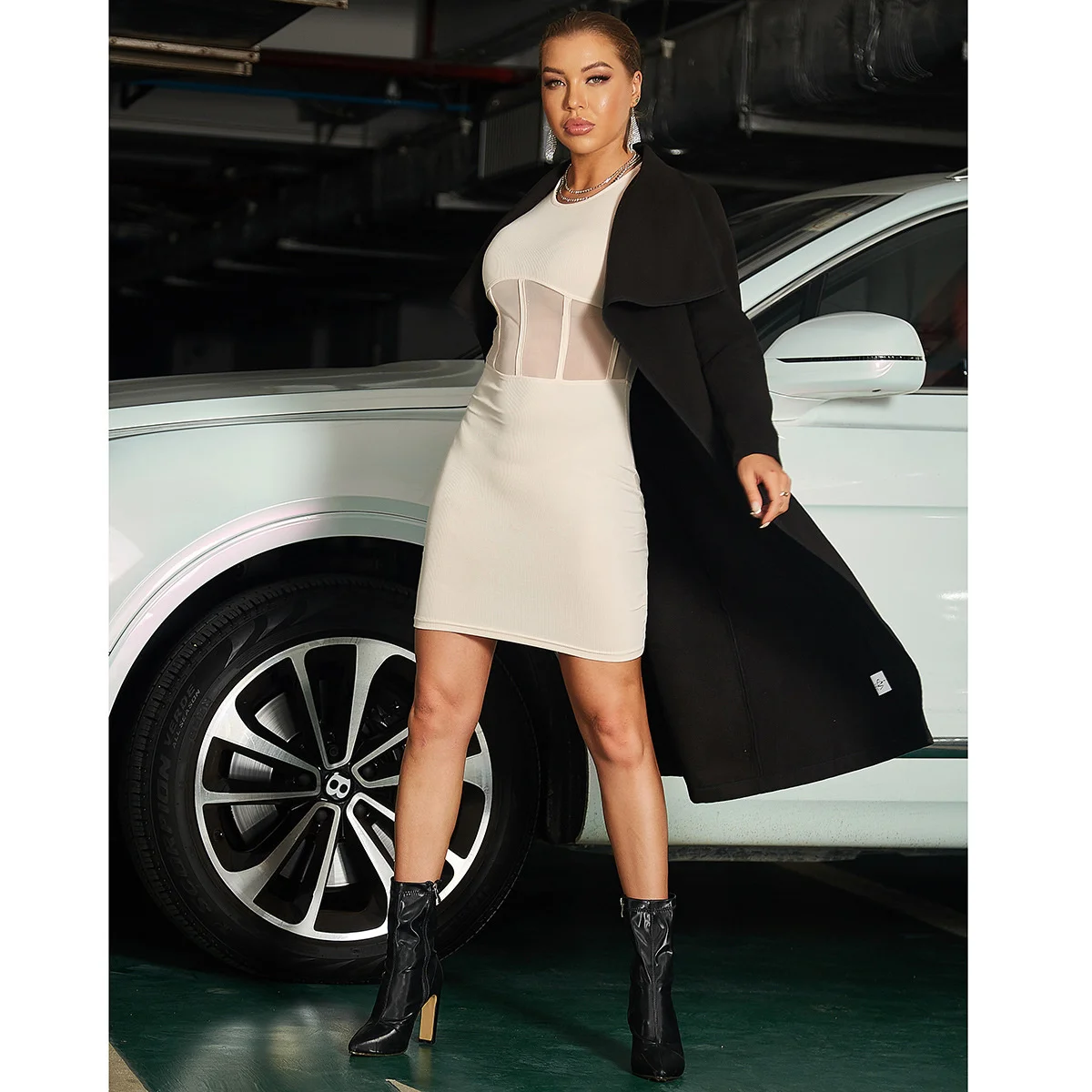 

Black Lapel Belt Woolen Female Trench Coat Woolen Coat Lady Autumn Winter 2022