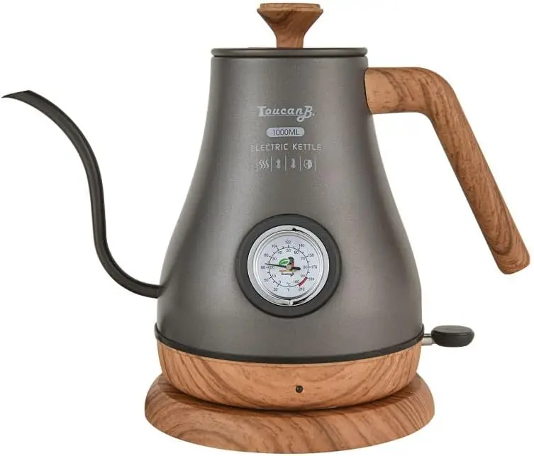 

Kettle with Thermometer, Fast Heat Pour Over Kettle for Boiling and Tea, 100% Stainless Steel Inner, 1350W Rapid Heating, 1.0