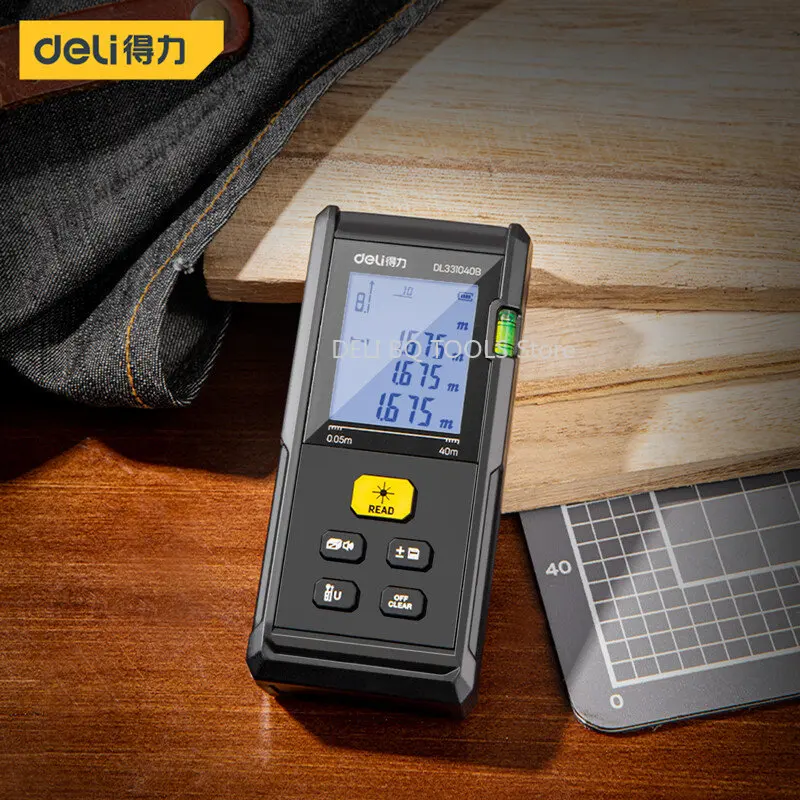 

DELI Laser Distance Meter 40/100M Laser Tape Measure Rangefinder Digital Construction Roulette Trena Lazer Range finder