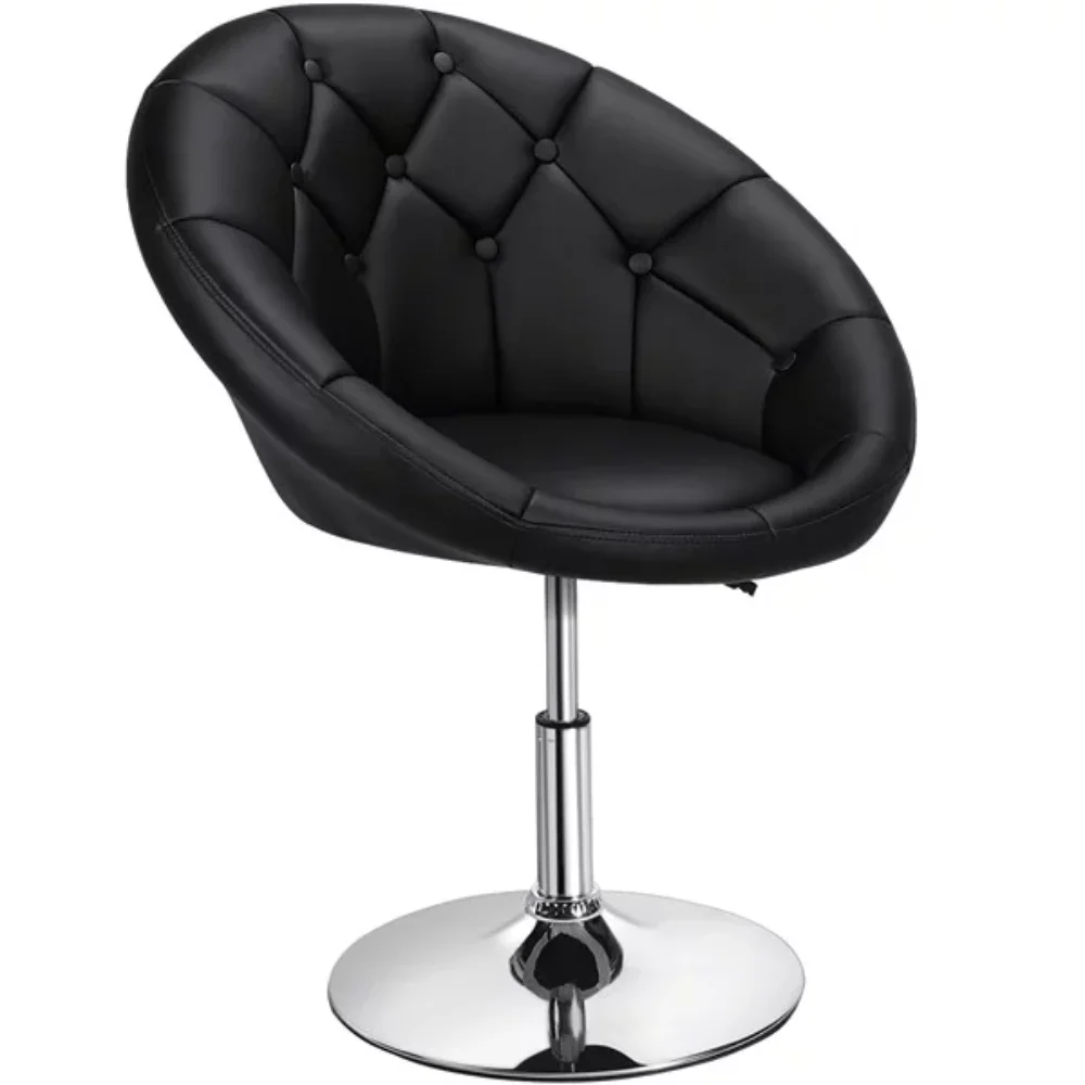 

Регулируемое вращающееся стеганное кресло с круглой спинкой, черного цвета