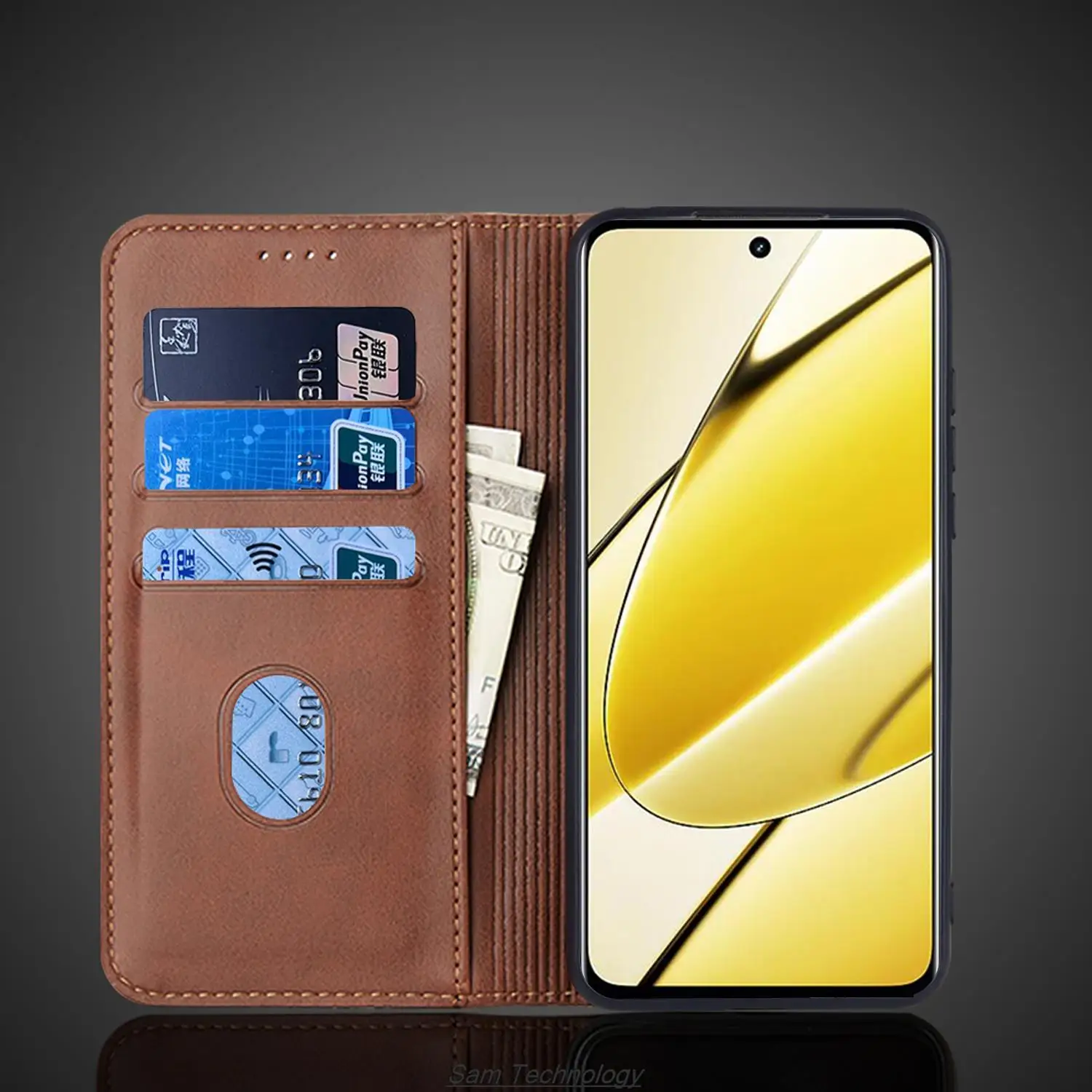 Кожаный чехол с магнитным притяжением для OPPO Realme Narzo 60X Global EUR RUS кобура откидной