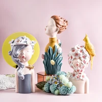2020 new arrial nordic ins home decorations people statues resin figurines flower woman sculpture living room decoration crafts