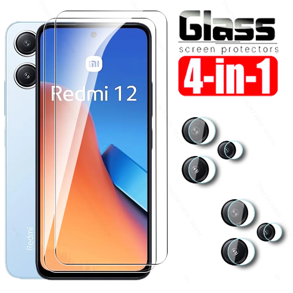 

4To1 For Xiaomi Redmi 12 4G Tempered Glass Camera Lens Protective Film Redmy Radmi 12 Redmi12 2023 6.79'' Clear Screen Protector