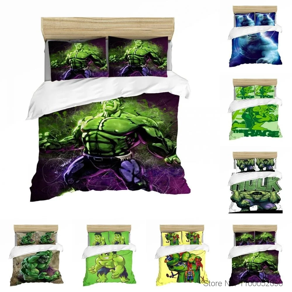 

Hulk Cartoon 3D Bedding Disney Boy Girls Alliance Avengers Character Pillowcases Duvet Cover Sets Single Twin Queen