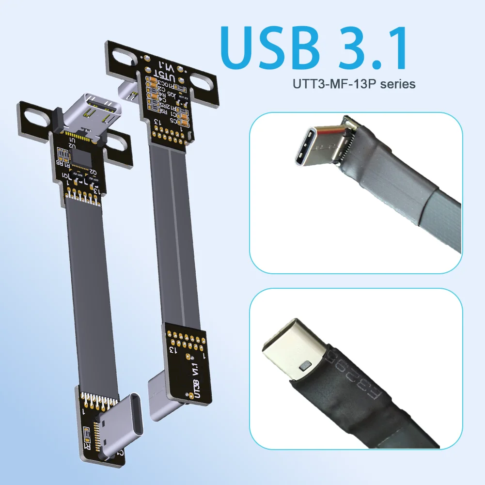 Фото FPV 10 Гбит/с USB 3,1 Type-C USB-C 90 градусов адаптер 5-300 см FPC лента плоский Type C USB C кабель для мультикоптера аэрофотосъемки №2
