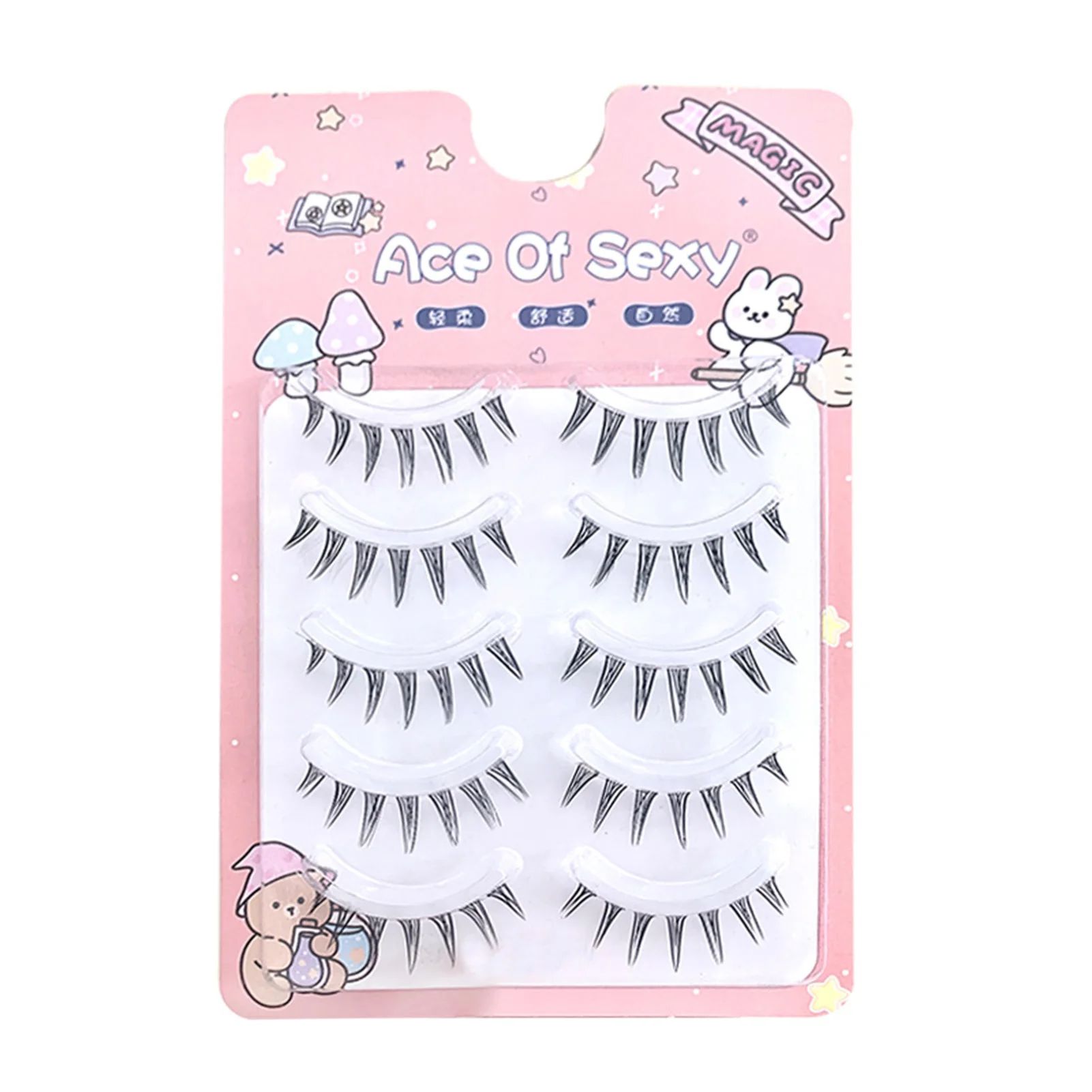 

5 Pairs False Eyelashes Pack Soft Comfortable No Irritation Wispy Lashes for Cosplay Party Makeup MH88