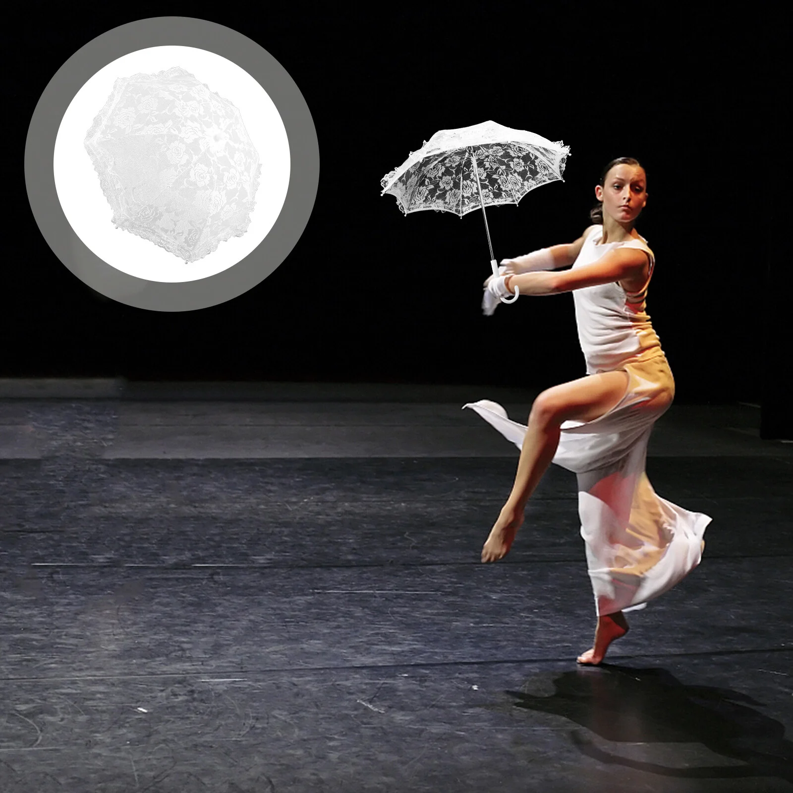 

Женский мини-зонт для танцев, декоративный свадебный аксессуар, Белая Стальная комната, элегантное кружево ручной работы