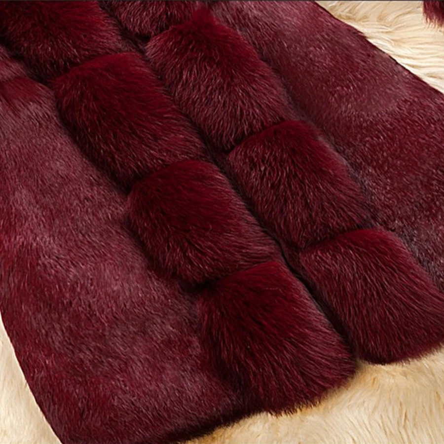 Mid-length Oversized 5XL Winter Faux Fox Fur Coat Women Plush Warm Luxury Overcoat Thick Korean Outwear Snow Jacket Furry Parkas