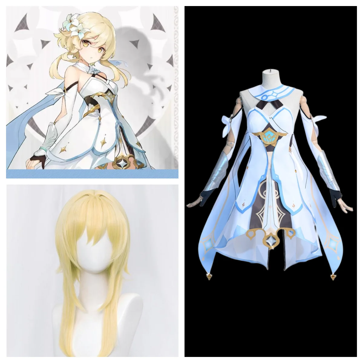 

Anime Game Genshin Impact Lumine Cosplay Costume With Shoes Wig Full Set Halloween Party Cute Suit for Women Girls Custom
