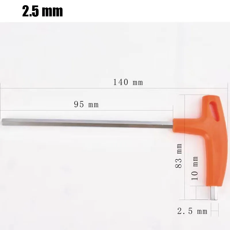 1 шт. Т-образный шестигранный ключ Cr-v из легированной стали с плоской шестигранной Т-образной ручкой, отвертка 2,5/3/4/5/6/8/10 мм, удлиненная, нескользящая