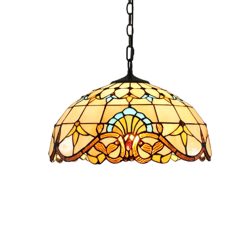 

European Retro Tiffany Colorful Glass Chandelier Restaurant Creative Rural Bedroom Porch Balcony Mediterranean Light Fixtures
