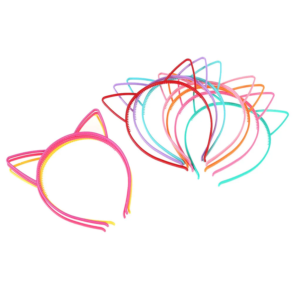 

12pcs Cat Ear Headband Colorful Headpiece Cat Ear Tiara Headdress for and Daily Wearing Accessories