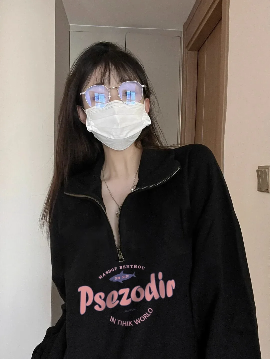 Винтажная толстовка с большим вырезом женская воротником-поло большие размеры