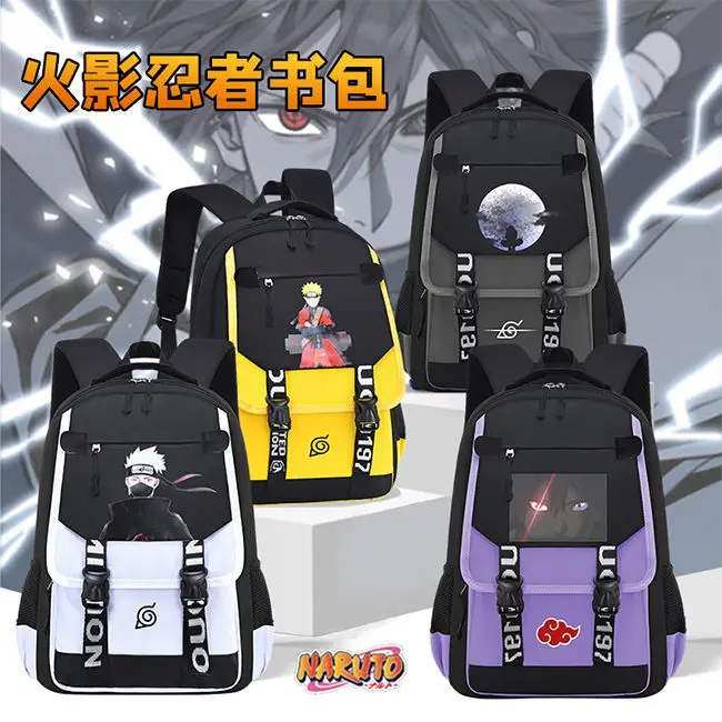 

Cartoon Schoolbag Male Student Naruto Anime Peripheral Backpack Waterproof Backpack Sasuke Uchiha Itachi Kakashi for Men