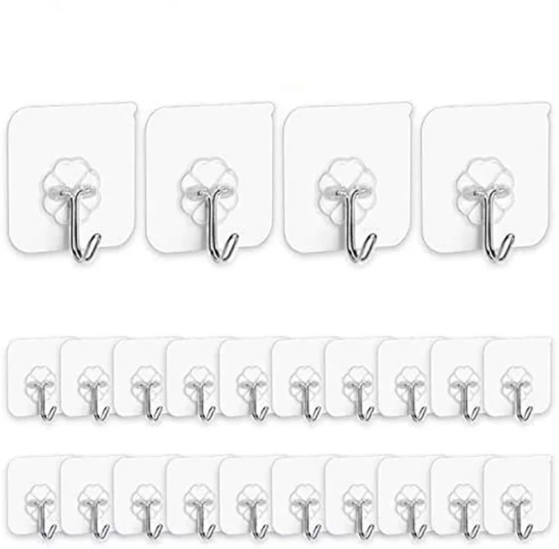 

Wall Hooks Transparent Heavy Duty Wall Hook Self Adhesive Hooks Waterproof Door Hangers Hooks Strong for Bathroom Kitchen