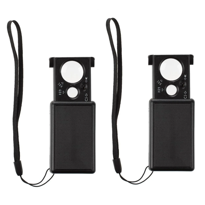 

TOP 2X,30X 60X Magnifier Magnifying Glass Eye Loupe Lens LED Pocket Jeweller Microscope