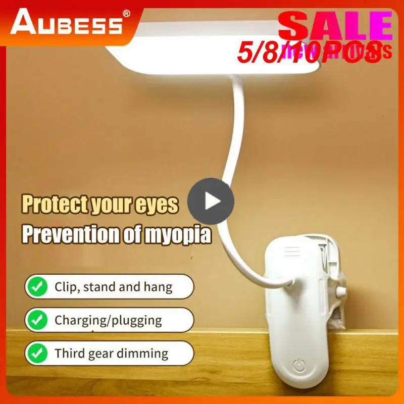 

5/8/10PCS Rechargeable Flexible Clip Led Light Touch Button Gooseneck Desk Lamp Eye Protection Table Lamp With Clip