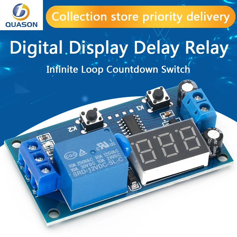 

Реле задержки 12 В постоянного тока с цифровым дисплеем, Многофункциональный модуль с функцией бесконечного обратного отсчета, модуль управ...