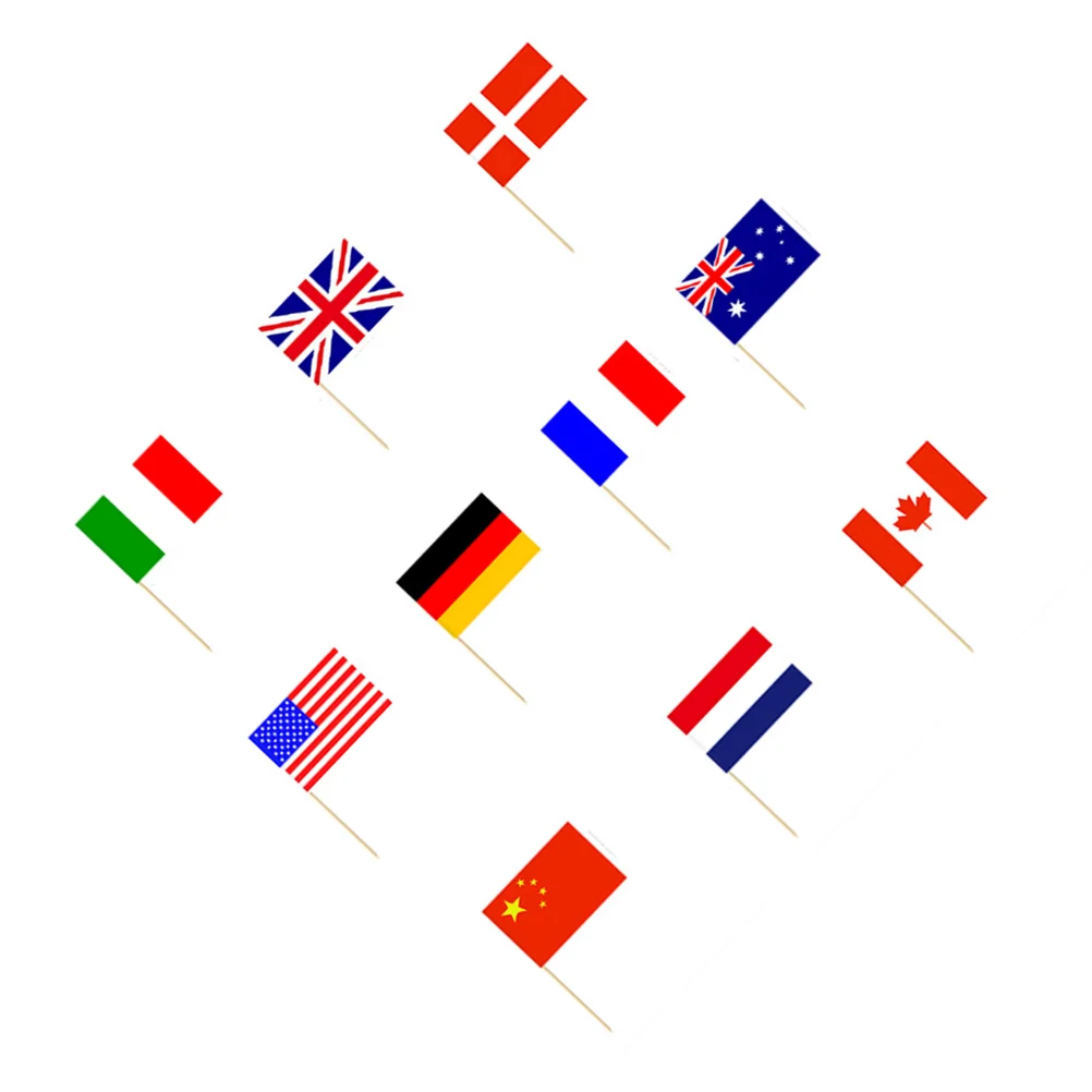 

50pcs National Flag Picks Flag Toothpicks Sticks Sandwich Fruit Cupcake Dessery Decoration Toppers Party Supplies