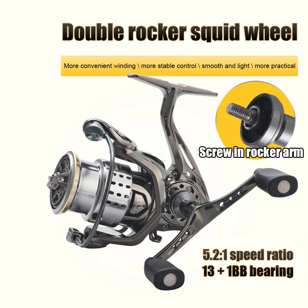 

Профессиональная спиннинговая Рыболовная катушка 13 + 1 шарикоподшипник двойная портативная спиннинговая катушка износостойкая гладкая ру...